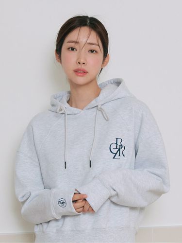 Fleece Logo Embroidery Hoodie_Melange White - CITYBREEZE - Modalova