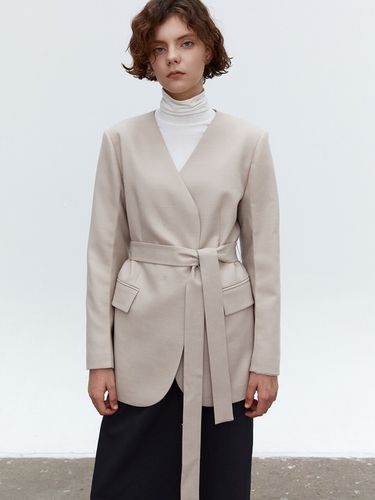 TOF No Collar Wool Blazer_Beige - MOHAN - Modalova