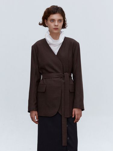 TOF No Collar Wool Blazer_Brown - MOHAN - Modalova