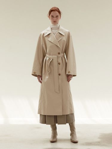 TOF Eco Leather Trench Coat_Beige - MOHAN - Modalova