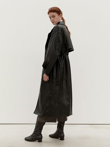 TOF Eco Leather Trench Coat_Black - MOHAN - Modalova