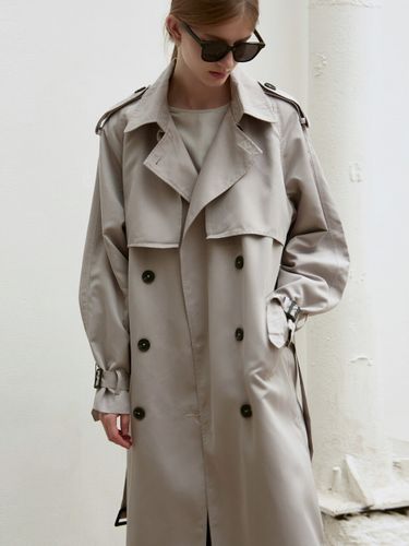 Oversized Double Trench Coat (Gray) - NICK&NICOLE - Modalova