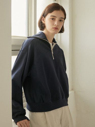 Rib Block Half Zip-up Sweatshirt 3 Color - NONLOCAL - Modalova