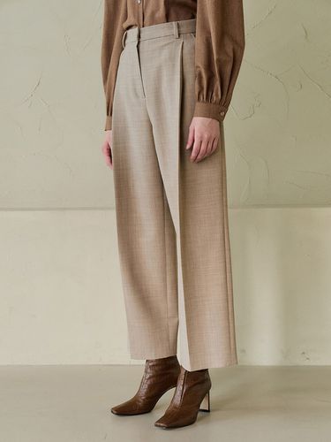 Cocoon Deep Tuck Wool Pants_Mocha Beige - MOAT - Modalova