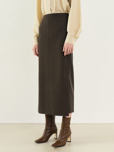 H-line Slit Skirt_Herringbone Brown - MOAT - Modalova