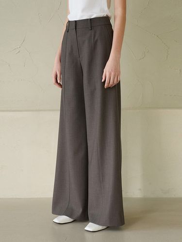 Wool Wide Maxi Pants_Ash Brown - MOAT - Modalova