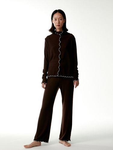 Straight Fit Rib S Edge Colored E-band Pants_Mud Brown - AEER - Modalova