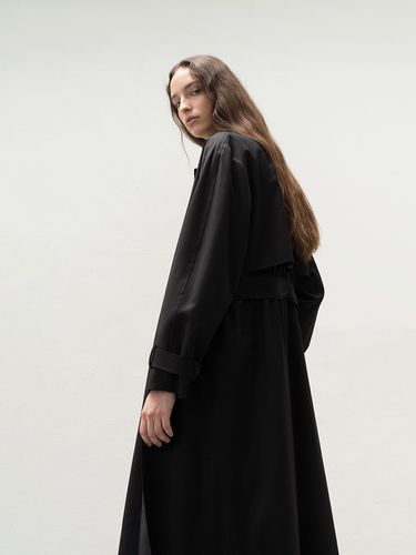 Back Shirred Trench Coat_Black - AVA MOLLI - Modalova