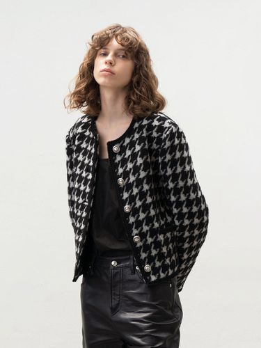 Collarless Tweed Jacket_Grey/Black - AVA MOLLI - Modalova