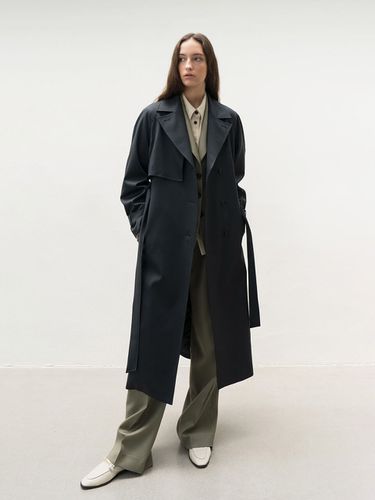 Back Shirred Trench Coat_Dark Green - AVA MOLLI - Modalova