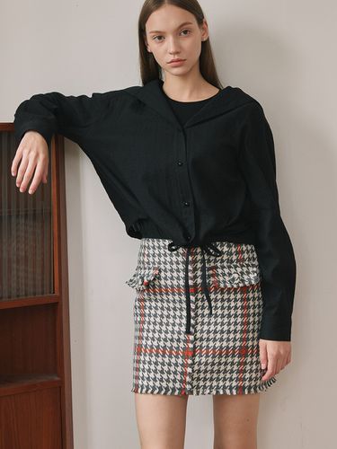 Wool Check Tweed Skirt - HACIE - Modalova