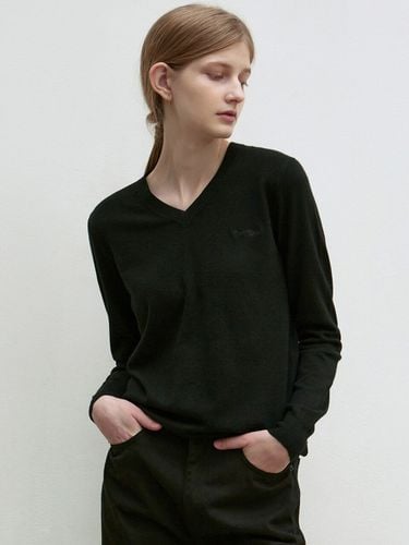 V-Neck Button Knit_Black - NICK&NICOLE - Modalova