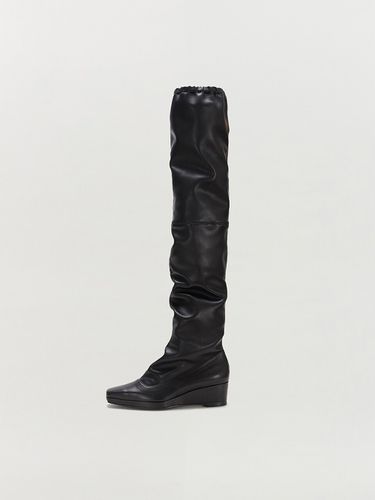 TIA Leather-Trimmed Thigh High Boots - EENK - Modalova