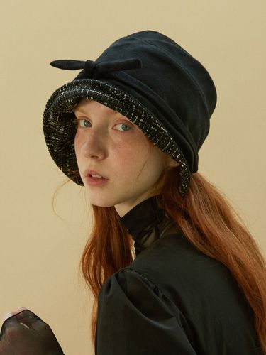 Jane Bonnet Hat - Tweed Black - Brown Hat - Modalova