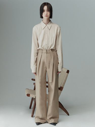 Belted Wide Leg Trousers - RE RHEE - Modalova