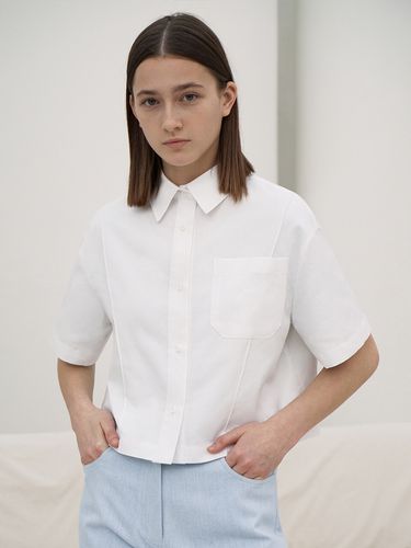 Cropped Pintucked Blouse Top - RE RHEE - Modalova