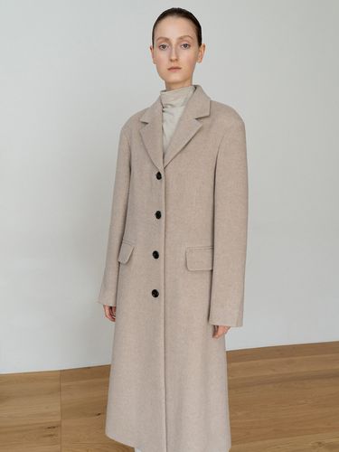 WOOL BLEND SINGLE BREASTED LONG COAT - RE RHEE - Modalova