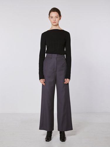 TOF Wide-Leg Side Panel Trouser_Charcoal - MOHAN - Modalova