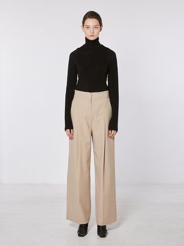 TOF Stitch Wide Trouser_Beige - MOHAN - Modalova