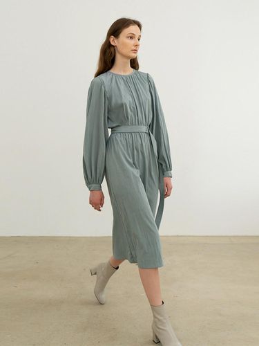 CUFF SLEEVES BELTED MIDI DRESS - RE RHEE - Modalova