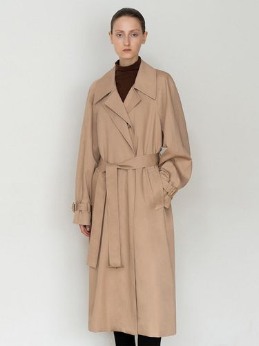 Layered Collar Oversized Trench Coat_Beige - RE RHEE - Modalova