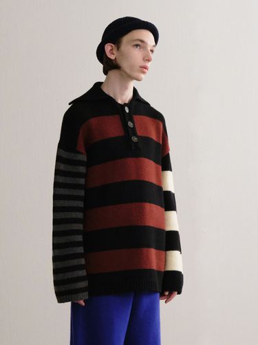 Stripe Pique Polo Knit Sweater _Multi - Trunk Project - Modalova