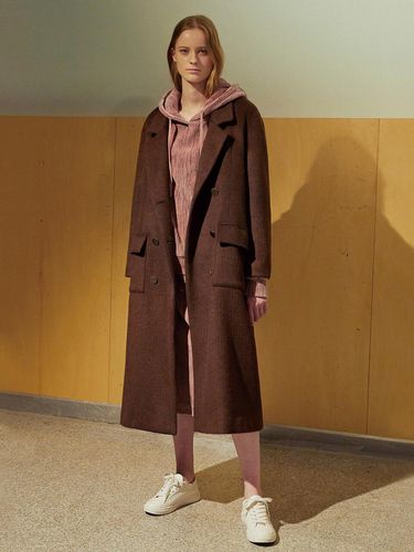 Double Breasted Reefer Wool Coat - RE RHEE - Modalova