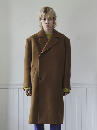 Overlap Long Coat Walnut - YOUNGOH - Modalova