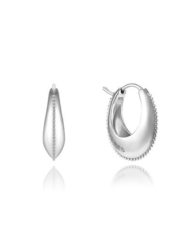 Champagne Moon Oval Earring Small_Silver - hyeres-lor - Modalova