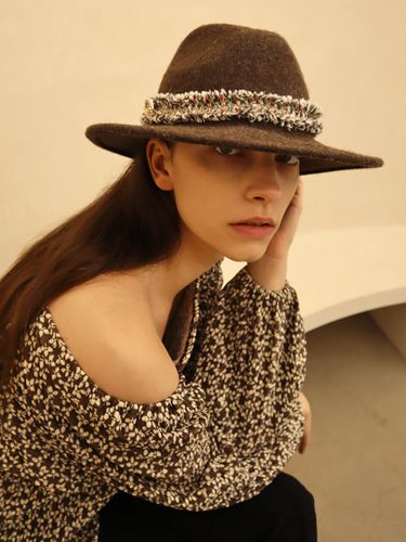 Wool Fedora Brown - DAMAGE MNEMONIC - Modalova