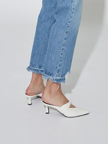 Anna Mules 6cm Heels Crush_Nappa Off-White - blanc sur blanc - Modalova