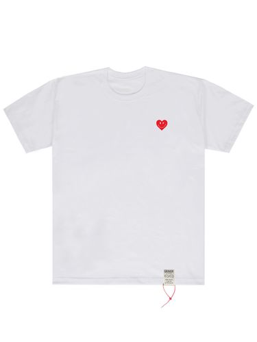 Unisex] Heart Smile Short Sleeve T-shirt White - GRAVER - Modalova