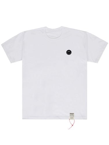 Unisex] Black Dot Smile Short Sleeve T-shirt White - GRAVER - Modalova