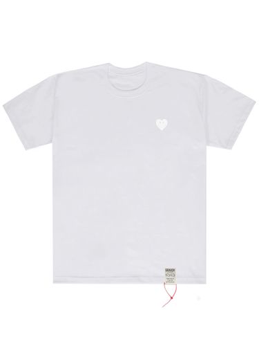 Unisex] White Heart Smile Short Sleeve T-shirt White - GRAVER - Modalova