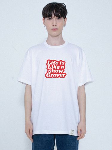 UNISEX] Life Logo Font T-Shirt _ White - GRAVER - Modalova