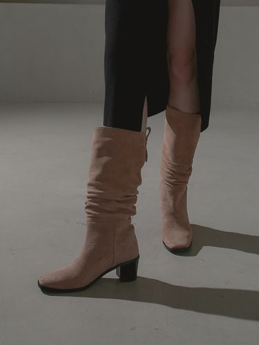 Versatile Shirring Boots - Beige - TUFEIS - Modalova