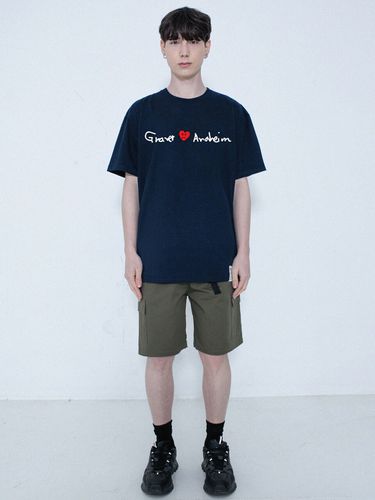 Drawing Heart Logo T-Shirt _ Navy - GRAVER - Modalova