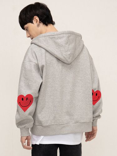 UNISEX] Elbow Heart Smile White Clip Hood Zip-Up _ - GRAVER - Modalova