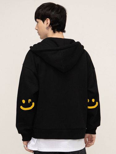 UNISEX]Elbow Draw Smile Zip-up Hoodie (2Colors) - GRAVER - Modalova