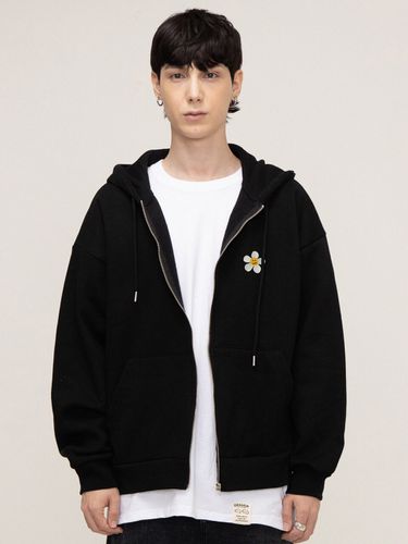 UNISEX]Flower Dot Embroidery White Clip Zip-up Hoodie (2colors) - GRAVER - Modalova