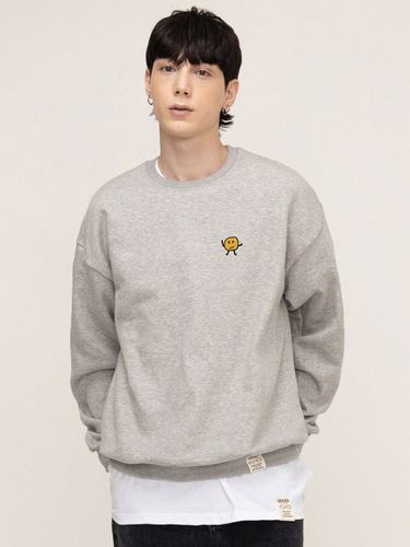 Drawing Dot Embroidery Back LogoSweatshirt_Grey - GRAVER - Modalova