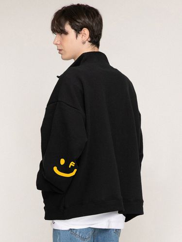 UNISEX]Elbow Smile Drawing Half Zip-up Sweatshirt - GRAVER - Modalova