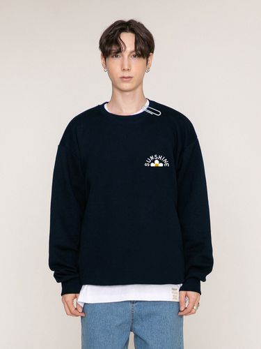 UNISEX] Sunshine Flower Smile Sweatshirt _ Navy - GRAVER - Modalova