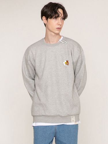 UNISEX] Small Flower Teddy Smile Sweatshirt_Grey - GRAVER - Modalova