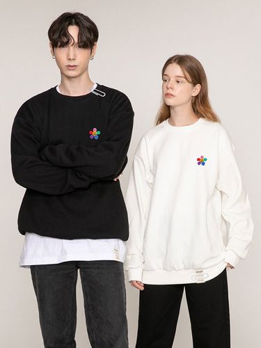 Rainbow Flower Smile Embroidery Sweatshirt - GRAVER - Modalova