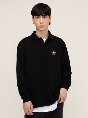 Rainbow Flower Polo Shirt_Black - GRAVER - Modalova