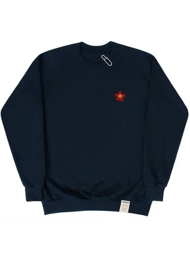 Red Flower Smile Embroidery Sweat Shirt_Navy - GRAVER - Modalova