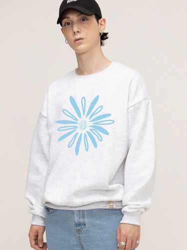 Big Daisy Drawing Smile Sweatshirt Melange_White - GRAVER - Modalova