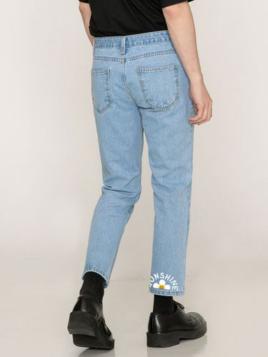 Sunshine Flower Smile White Clip Slim Tapered Denim Pants_Sky Blue - GRAVER - Modalova