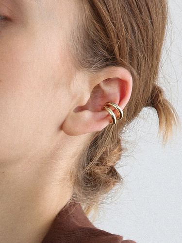 Double Ring Ear Cuff Earring - LAZYDAWN - Modalova